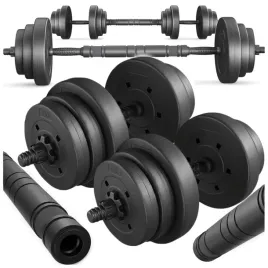 hantle-regulowane-bitumiczne-z-gryfem-20kg-zestaw-hantli-2x10kg