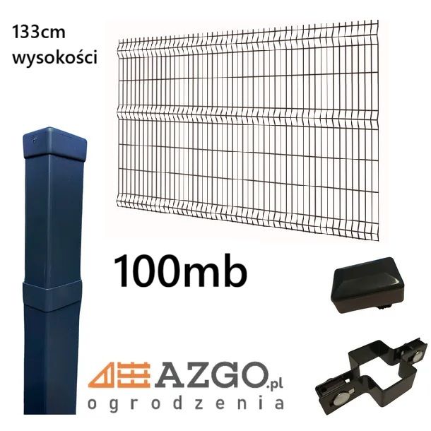 Ogrodzenie Panelowe 133cm fi4 – KOMPLET 100 mb (panele, słupki i akcesoria)