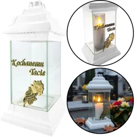 bialy-znicz-prosta-kapliczka-szklany-lampion-dla-taty-kochanemu-tacie-roza