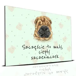 tabliczka-zielony-22x15cm-shar-pei-szczescie-to-maly-cieply-szczeniaczek-wz