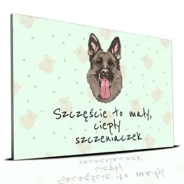 tabliczka-zielony-22x15cm-wilczur-szczescie-to-maly-cieply-szczeniaczek-wz