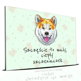 tabliczka-zielony-22x15cm-akita-szczescie-to-maly-cieply-szczeniaczek-wzory