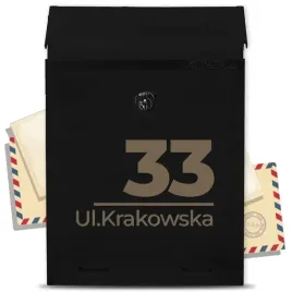 czarna-skrzynka-pocztowa-z-personalizowany-adres-i-grawerowanymi-wzorami