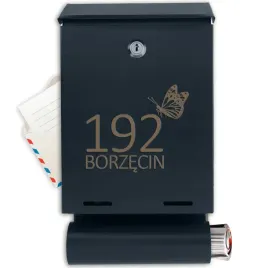 antracyt-skrzynka-pocztowa-z-wykonana-tuba-adresowa-i-grawerowanymi-wzorami