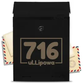 czarna-skrzynka-pocztowa-z-personalizowany-adres-i-grawerowanymi-wzorami