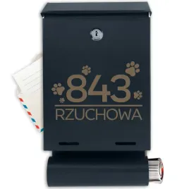 antracyt-skrzynka-pocztowa-z-wykonana-tuba-adresowa-i-grawerowanymi-wzorami