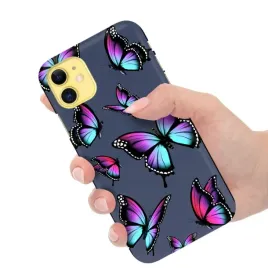 etui-obudowa-matowe-silikonowe-granatowe-do-iphone-11-w-motylki-butterfly