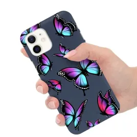 etui-obudowa-matowe-silikonowe-granatowe-do-iphone-12-w-motylki-butterfly