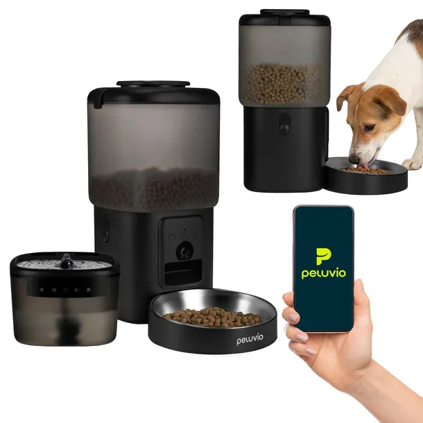 Automatyczny dozownik karmy 4,5L+fontanna na wodę 2,5L WI-FI Peluvio Feast