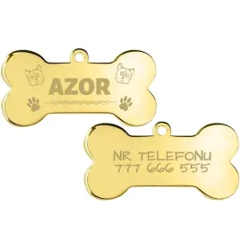 zlota-adresowka-kosc-dla-psa-telefon-grawer-wzory