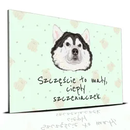 tabliczka-zielony-22x15cm-malamut-szczescie-to-maly-cieply-szczeniaczek-wz