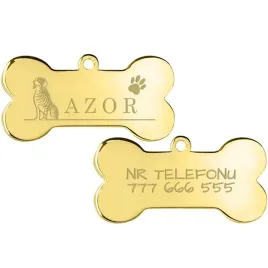 zlota-adresowka-kosc-dla-psa-telefon-grawer-wzory