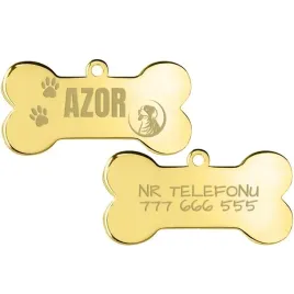 zlota-adresowka-kosc-dla-psa-telefon-grawer-wzory