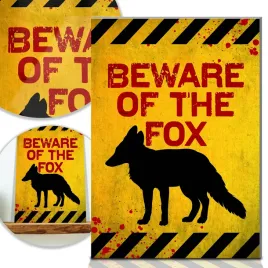 tabliczka-ostrzegawcza-beware-of-the-fox-wzory