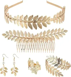 akcesoria-bogini-grecka-rzymska-opaska-zlota-kolczyki-zestaw-komplet-liscie