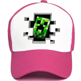 dziecieca-czapka-z-daszkiem-fuksja-minecraft-wzory