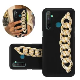 etui-blink-mat-czarne-do-realme-5-lancuch-zloty