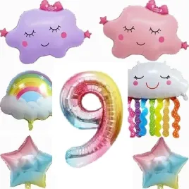 7x-balony-na-urodziny-w-ksztlcie-chmur-z-tecza-oraz-cyfra-9-wielokolorowe