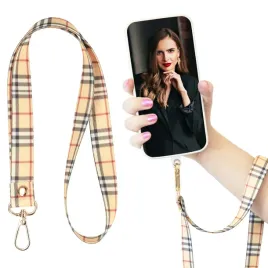 smycz-quick-na-szyje-telefonu-etui-brazowa-kratka