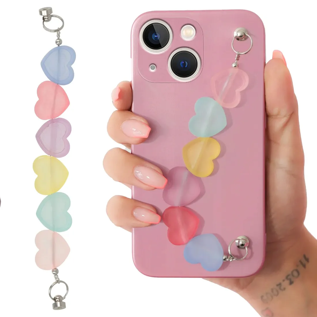 etui-metalic-roz-do-iphone-13-mini-lancuszek-serca