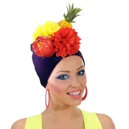 czapka-opaska-fioletowa-z-owocami-i-kwiatami-owoce-kwiaty