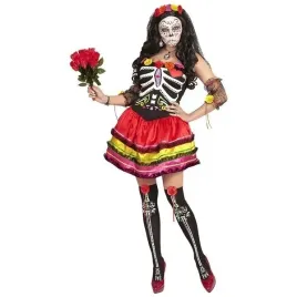 stroj-szkielet-kosciotrup-welon-kwiaty-halloween-los-muertos-xl