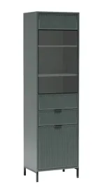 zielona-witryna-195-cm-szafa-wysoka-frezowane-fronty-metalowe-nogi