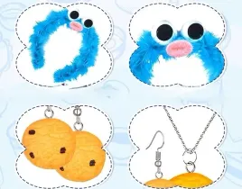 stroj-kostium-ciasteczkowy-potwor-elmo-akcesoria-kolczyki-spodnica-impreza