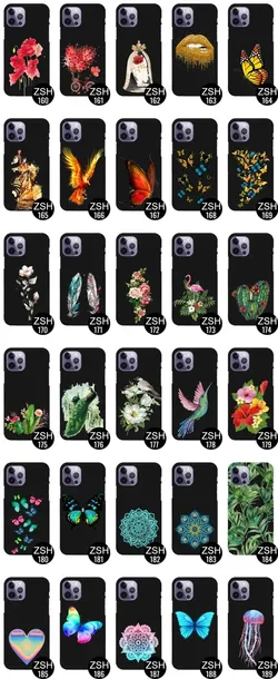 etui-matowe-czarne-do-iphone-14-pro-wiosenne-wzory-kolor-wielokolorowy