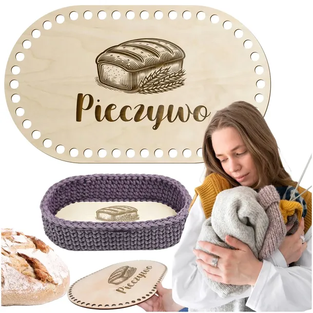 Baza drewniana do koszyczka Dno do szydełkowania OWALNA 16x27cm NA PIECZYWO