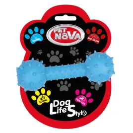 zabawka-dla-psa-hantel-z-dzwonkiem-niebieski-aromat-wolowiny-pet-nova-14-cm