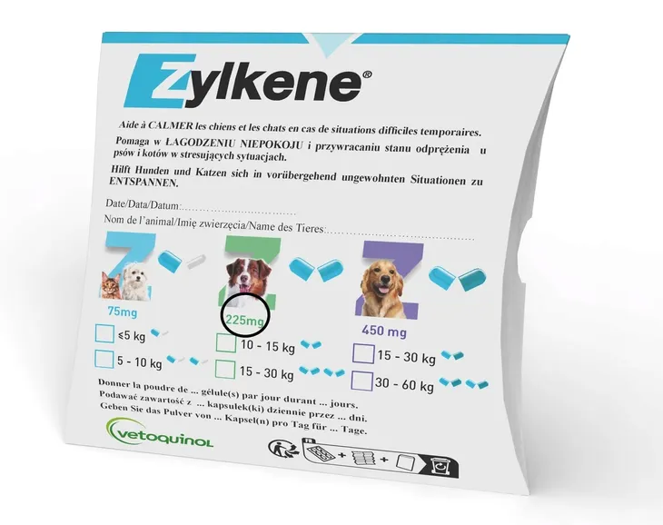 Vetoquinol Zylkene 225 mg 30 kapsułek na Stres Lęk
