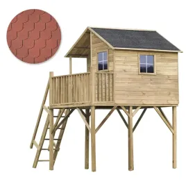 drewniany-domek-ogrodowy-dla-dzieci-jerzyk-max-czerwony-gont-zestaw