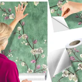 tapeta-samoprzylepna-scienna-zielona-kwiaty-10-m-x-45-cm