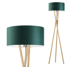 lampa-stojaca-podlogowa-drewniana-zielona-trojnog-abazur-led-e27-nowoczesna