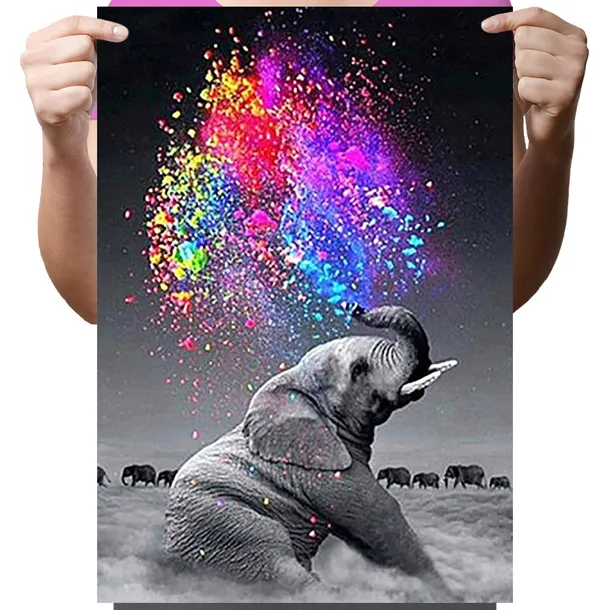 HAFT DIAMENTOWY Diamond Painting Mozaika Diamentowa 5d Dla Dzieci Słoń