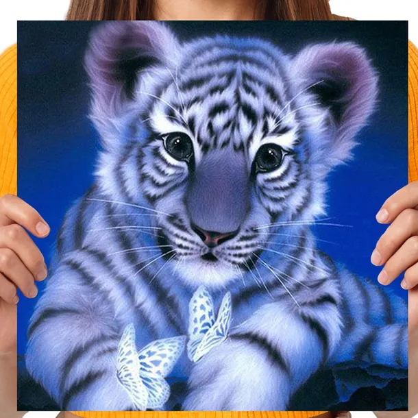 HAFT DIAMENTOWY Diamond Painting Mozaika Diamentowa 5d Dla Dzieci Tygrysek