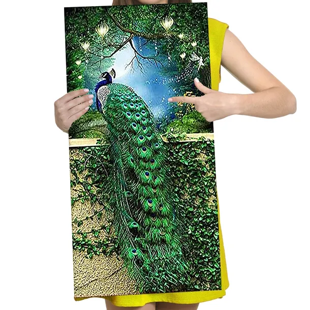 HAFT DIAMENTOWY DUŻY 40x80 Diamond Painting Mozaika Diamentowa Paw Kwiat XL