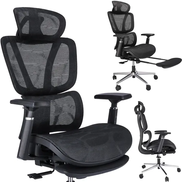 FOTEL biurowy ERGONOMICZNY obrotowy Z PODNÓŻKIEM NEOVA regulowany JUMIhome