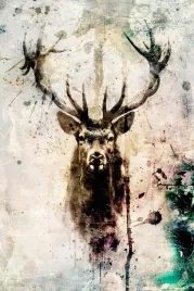 obraz-na-plotnie-scienny-canvas-do-salonu-jelen-i-jego-las-100x70-cm