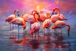 obraz-na-plotnie-do-sypialni-salonu-canvas-flamingi-w-wodzie-80x120-cm