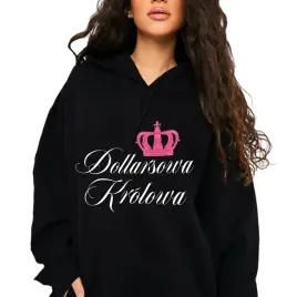 bluza-czarna-kaptur-damska-prezent-dollarsowa-krolowa-derpienski-wzory-xxl