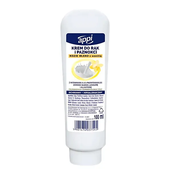 Appi Krem do Rąk i Paznokci 100 ml Kozie Mleko z Wanilią Nawilża Skórę