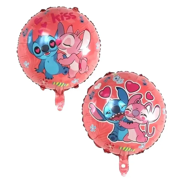 Balon foliowy okrągły urodzinowy bajka Lilo i STITCH różowy 45 cm urodziny