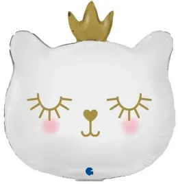 balon-foliowy-kotek-kot-bialy-ze-zlota-korona-35-cm-urodziny-kicia-impreza