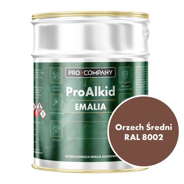 PRO ALKID szybkoschnąca emalia alkidowa 3l Orzech Średni RAL 8002