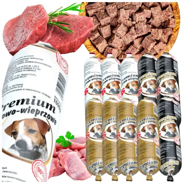 Karma dla Psa Mokra Mix Smaków Premium Batony Kiełbasa 90% Mięsa 10 x 1kg