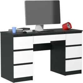 biurko-komputerowe-130cm-7-szuflad-czarny-bialy-duze