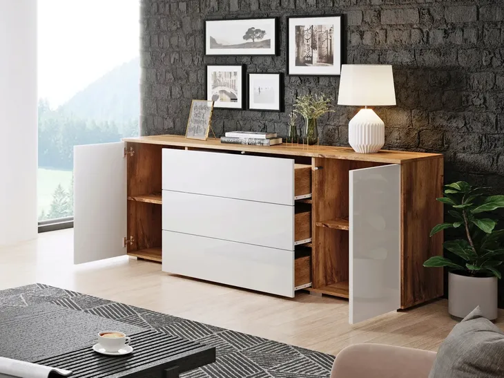 komoda-paris-150-dab-wotan-bialy-polysk-stan-nowy