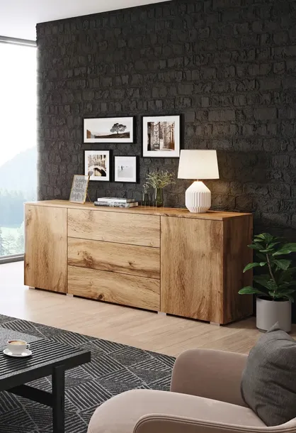 komoda-paris-150-dab-wotan-bialy-polysk-glebokosc-mebla-39-5-cm